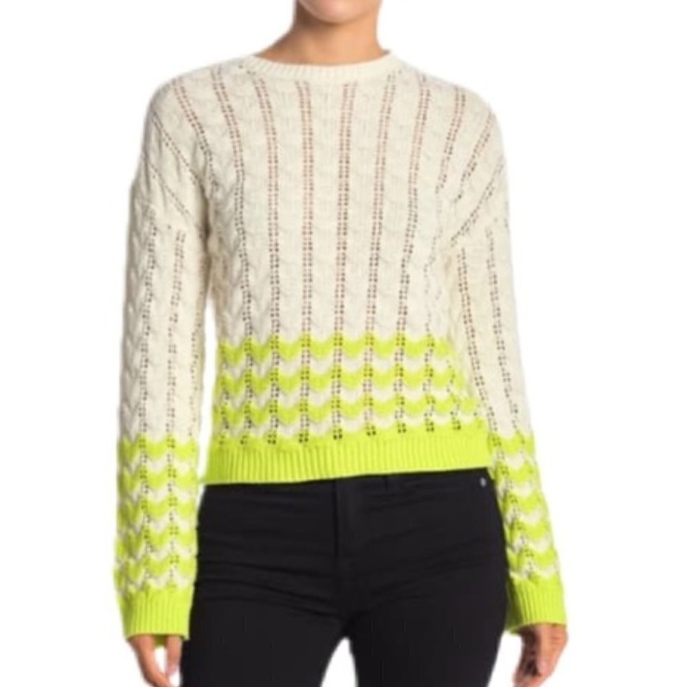 NEW Abound Nordstrom M Pointelle Knit Sweater Chevron Striped Print